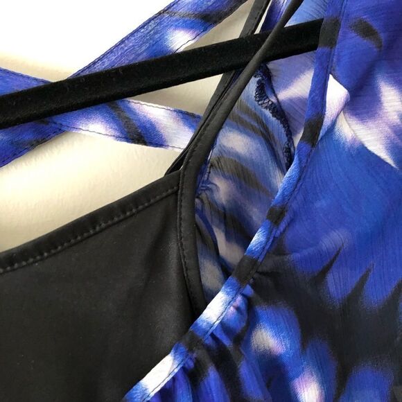 Express  Chiffon Elastic Waist Criss Cross Back Hi-Lo Mini Dress Size Medium - Picture 9 of 11